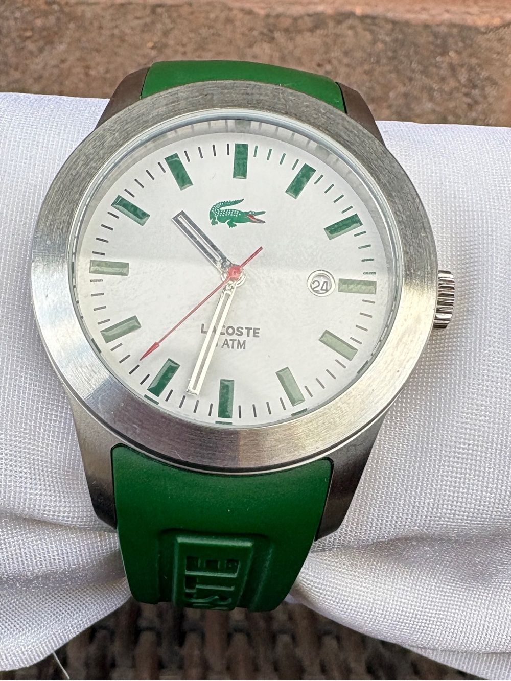 Lacoste Green Silicone men’s Watch Strap with Silver-Tone Buckle